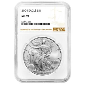 2004 $1 American Silver Eagle NGC MS69 Brown Label