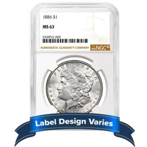 1886 $1 Morgan Silver Dollar NGC MS63 Brown Label