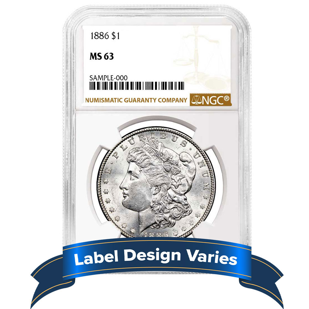 1886 $1 Morgan Silver Dollar NGC MS63 Brown Label
