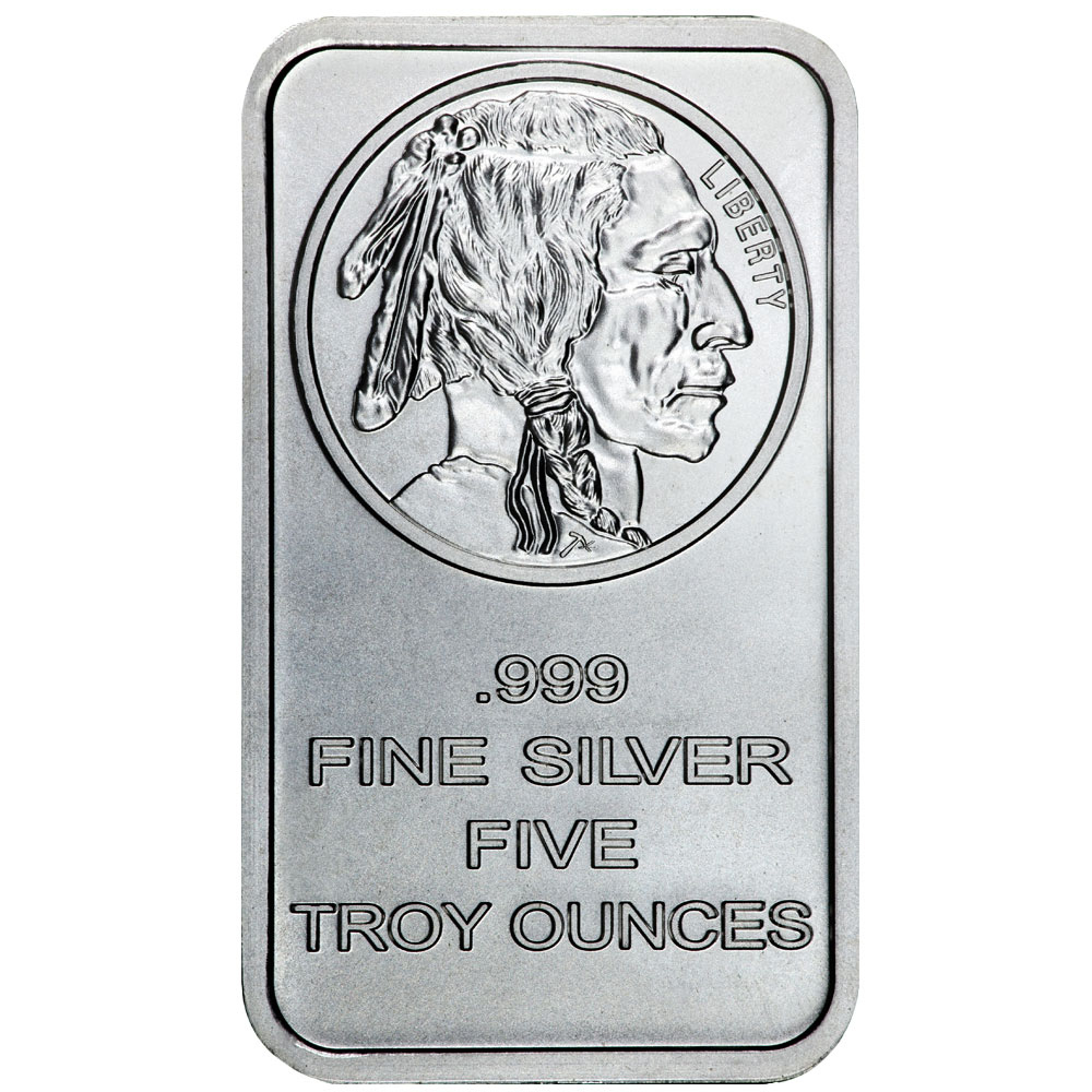 5 Troy oz Buffalo .999 Fine Silver Bar Sealed - Pinehurst Coins