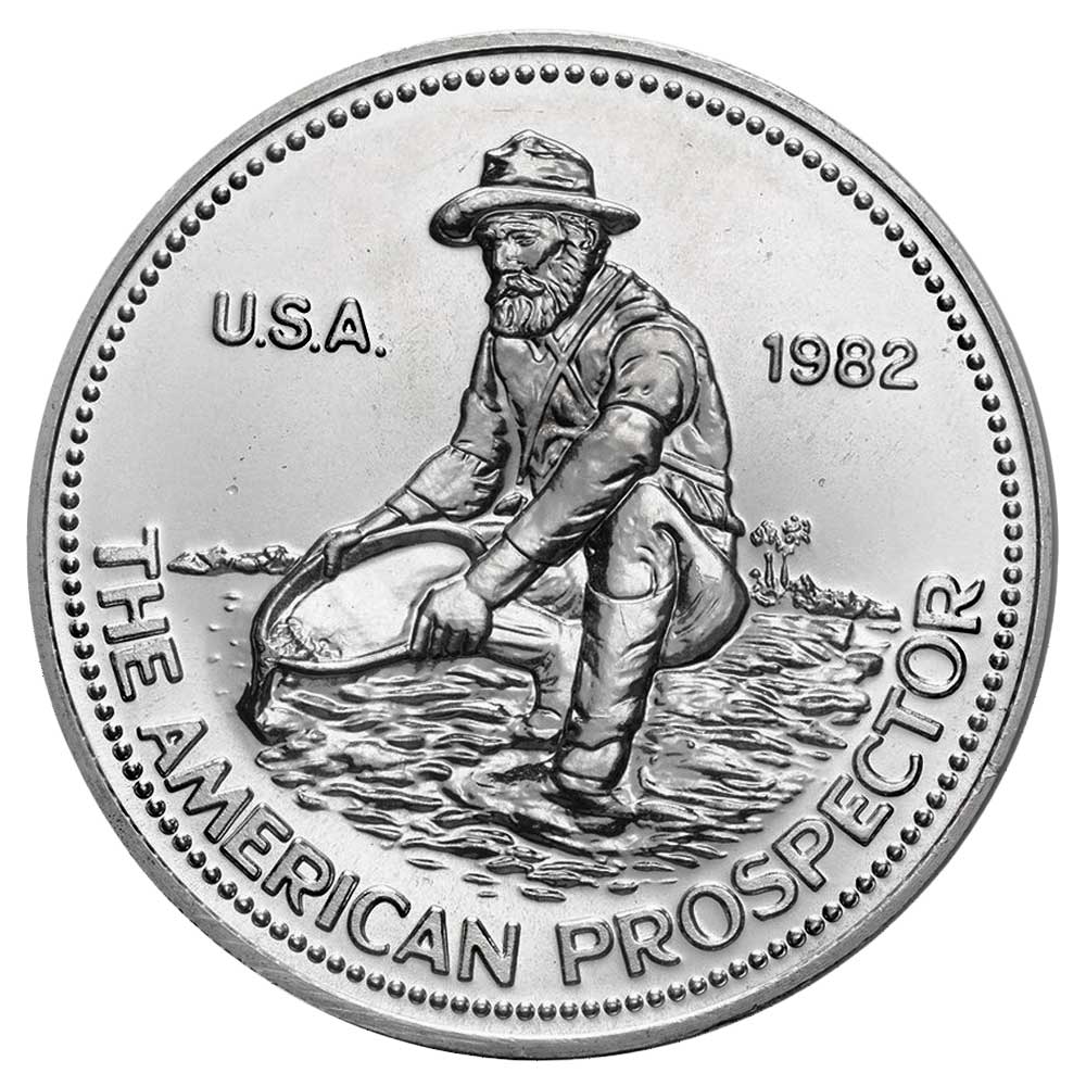 古書 Ronald Traeger New Angles ロナルド トレーガ― 1982 1 Troy oz Engelhard Prospector .999 Fine Silver Round