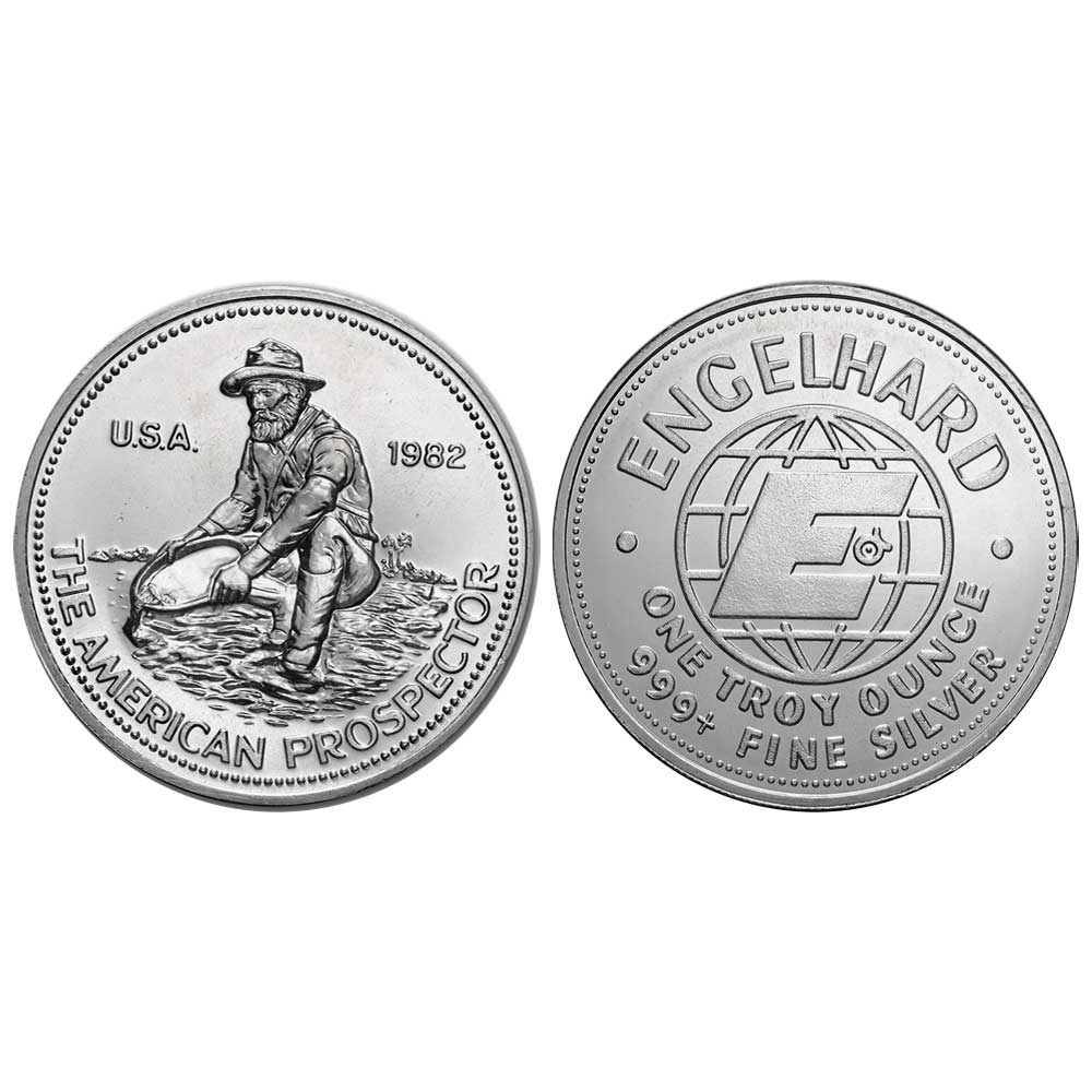 1982 1 Troy oz Engelhard Prospector .999 Fine Silver Round