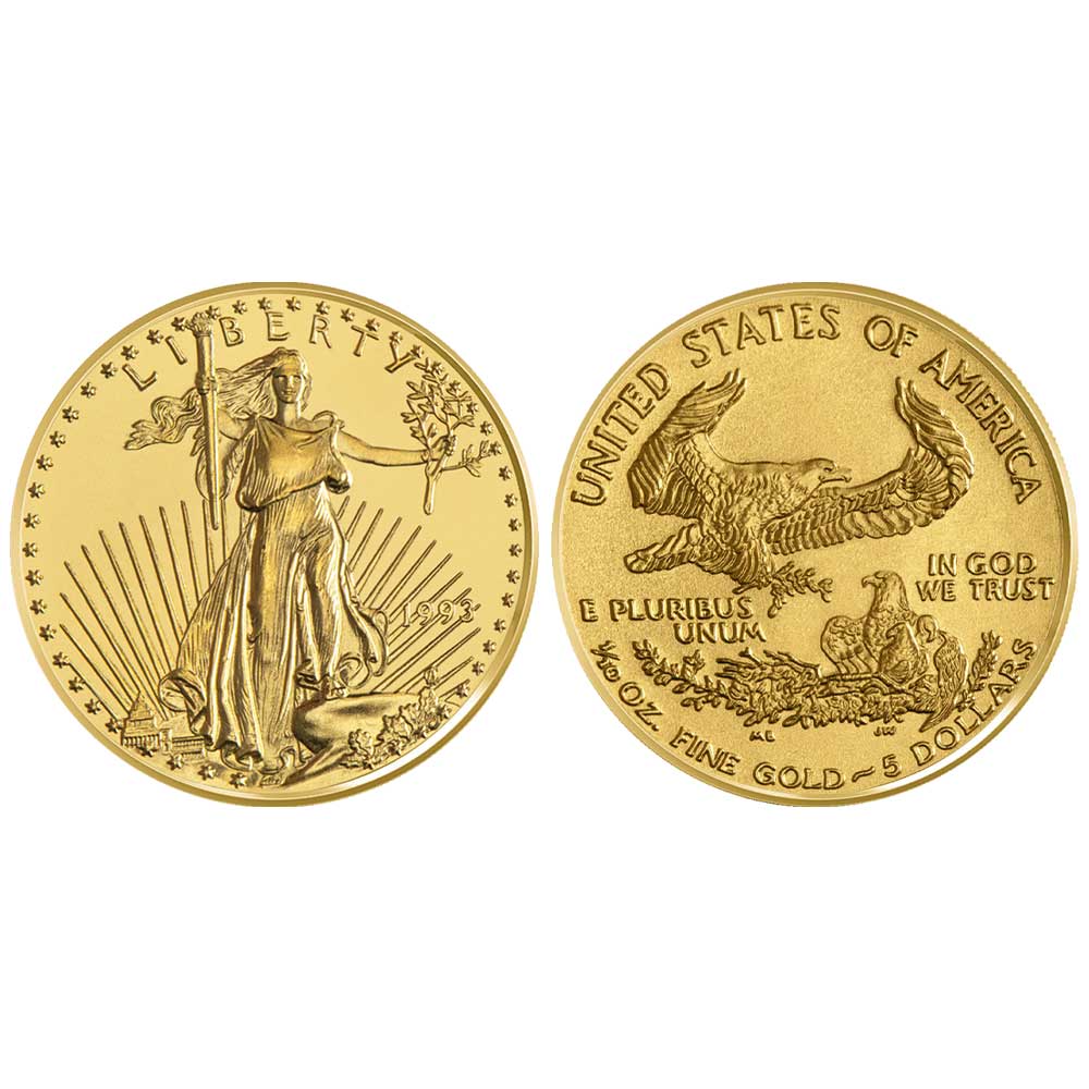 1993 $5 American Gold Eagle 1/10 oz Brilliant Uncirculated