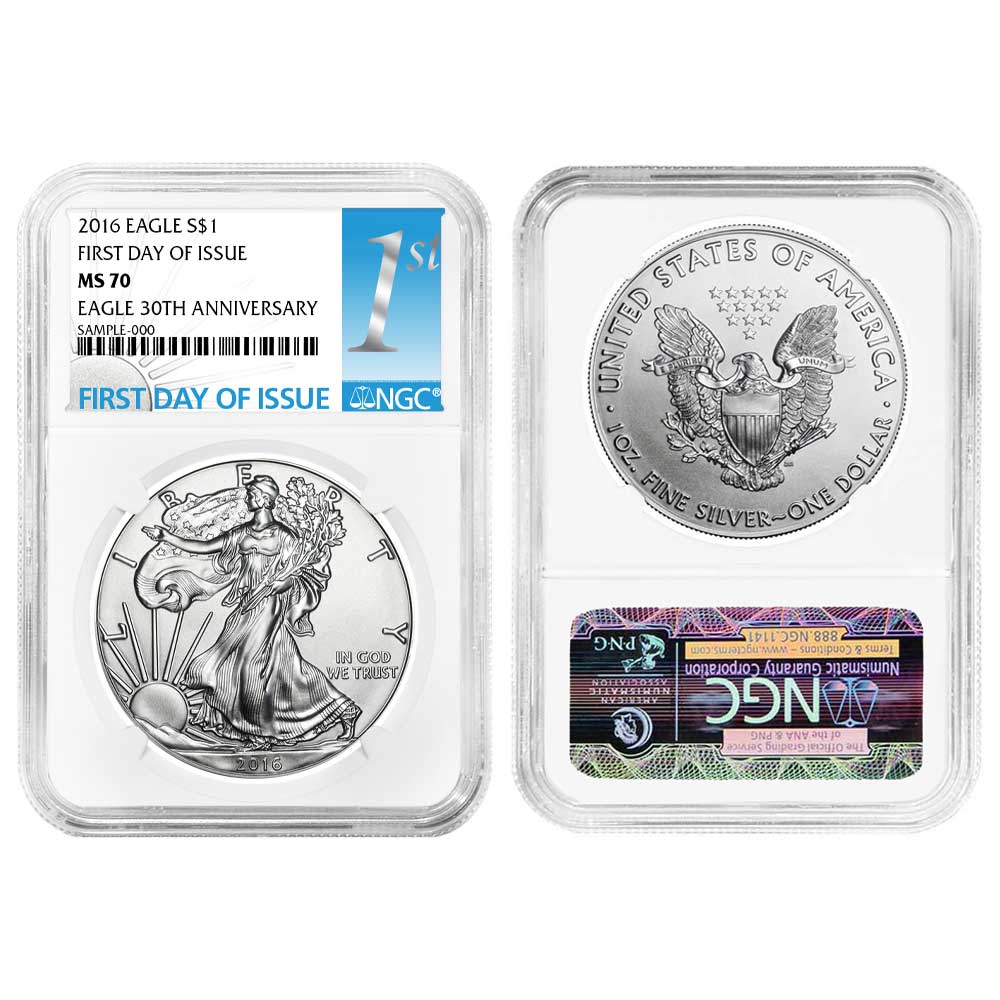 2016 $1 American Silver Eagle NGC MS70 FDI First Label - Pinehurst