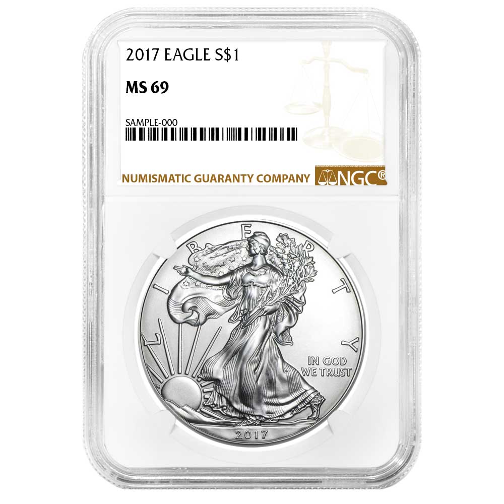 2017 $1 American Silver Eagle NGC MS69 Brown Label - Pinehurst Coins