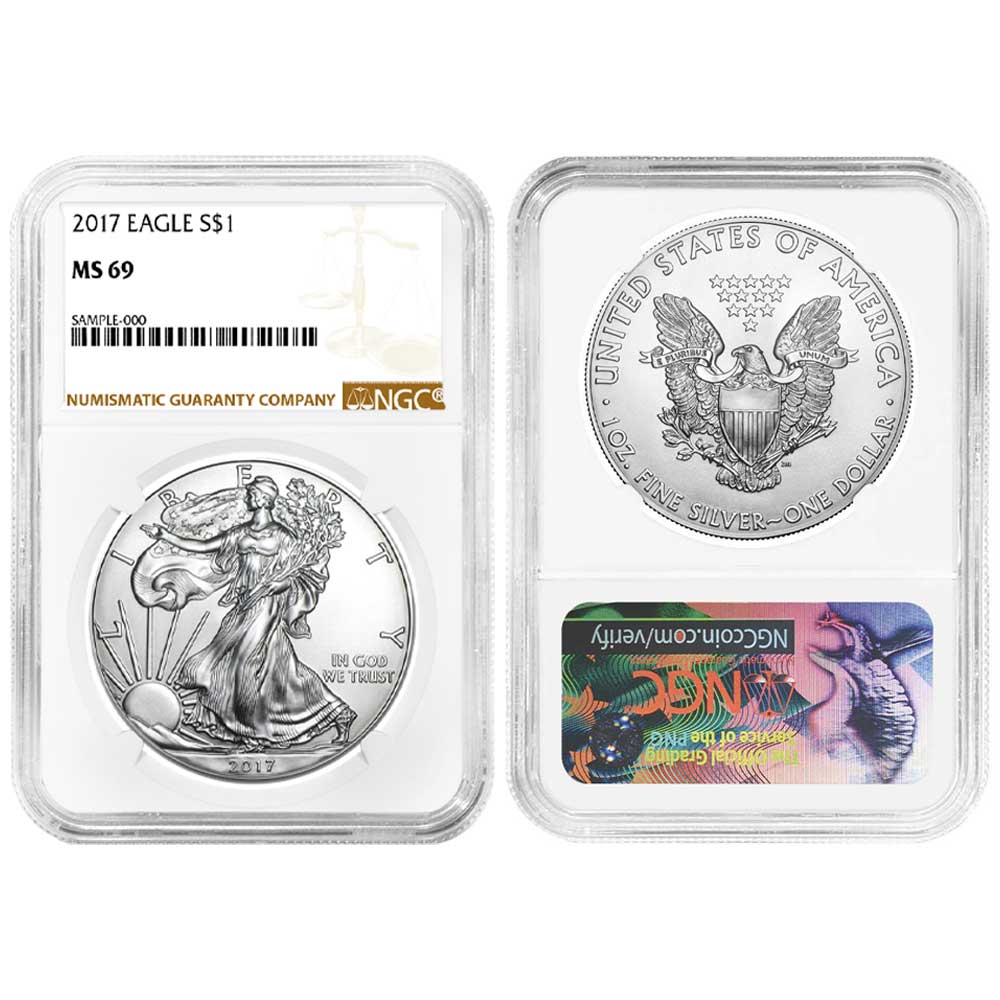2017 $1 American Silver Eagle NGC MS69 Brown Label - Pinehurst Coins