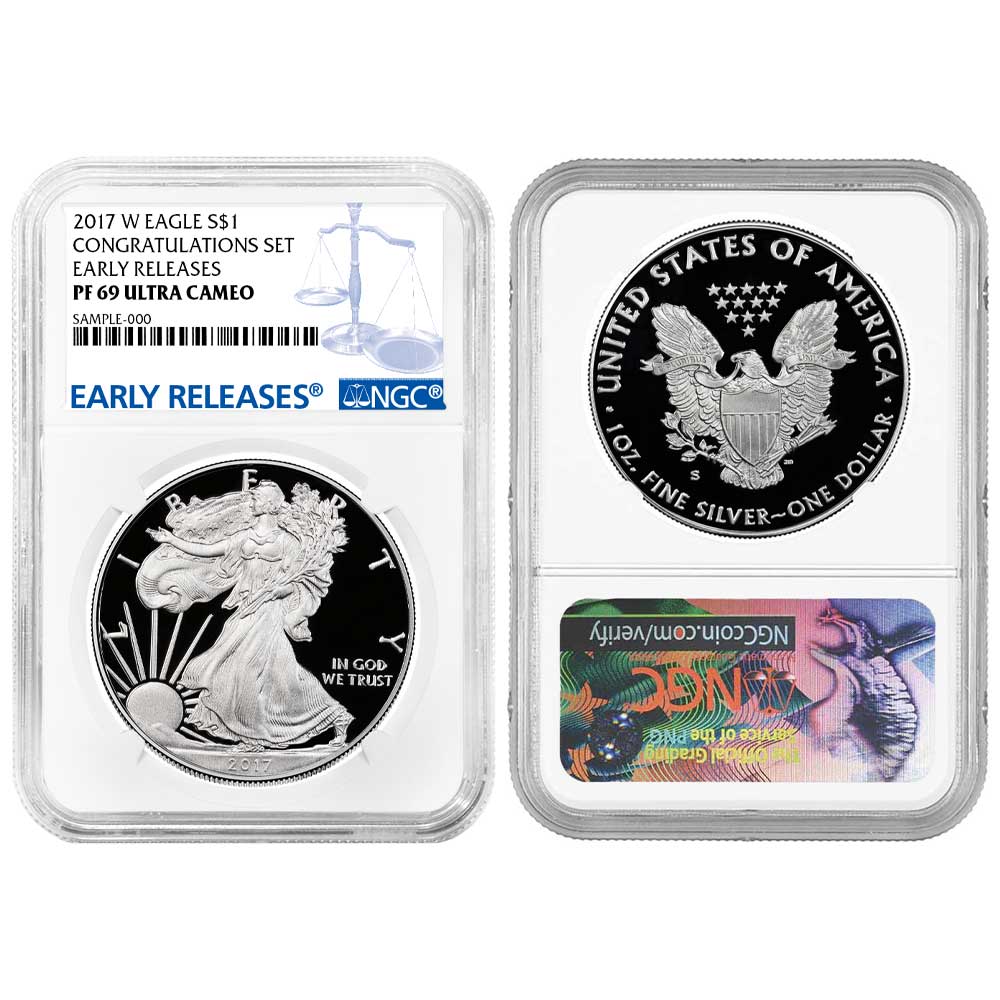 2017-S Proof $1 American Silver Eagle Congratulations Set NGC