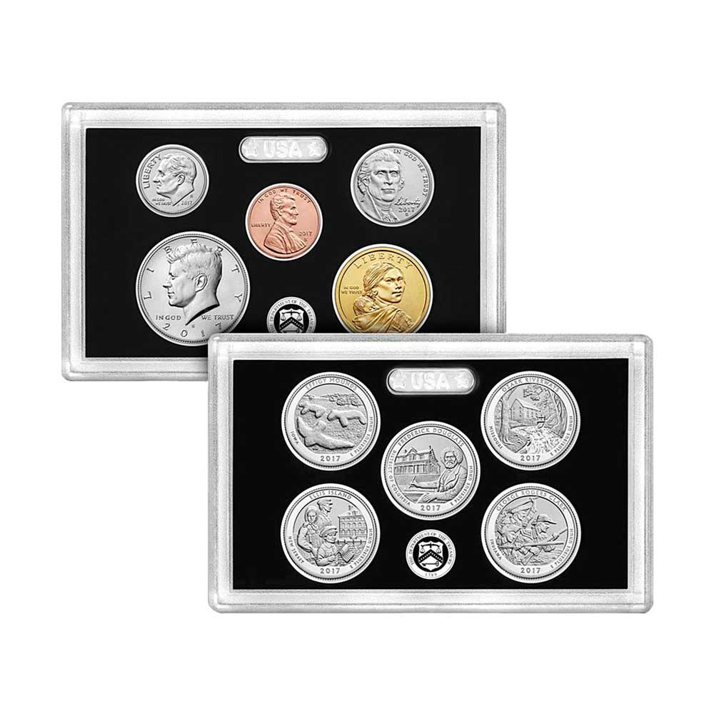 2017-S 225th Anniversary Enhanced Uncirculated Coin Set Box, OGP, & COA