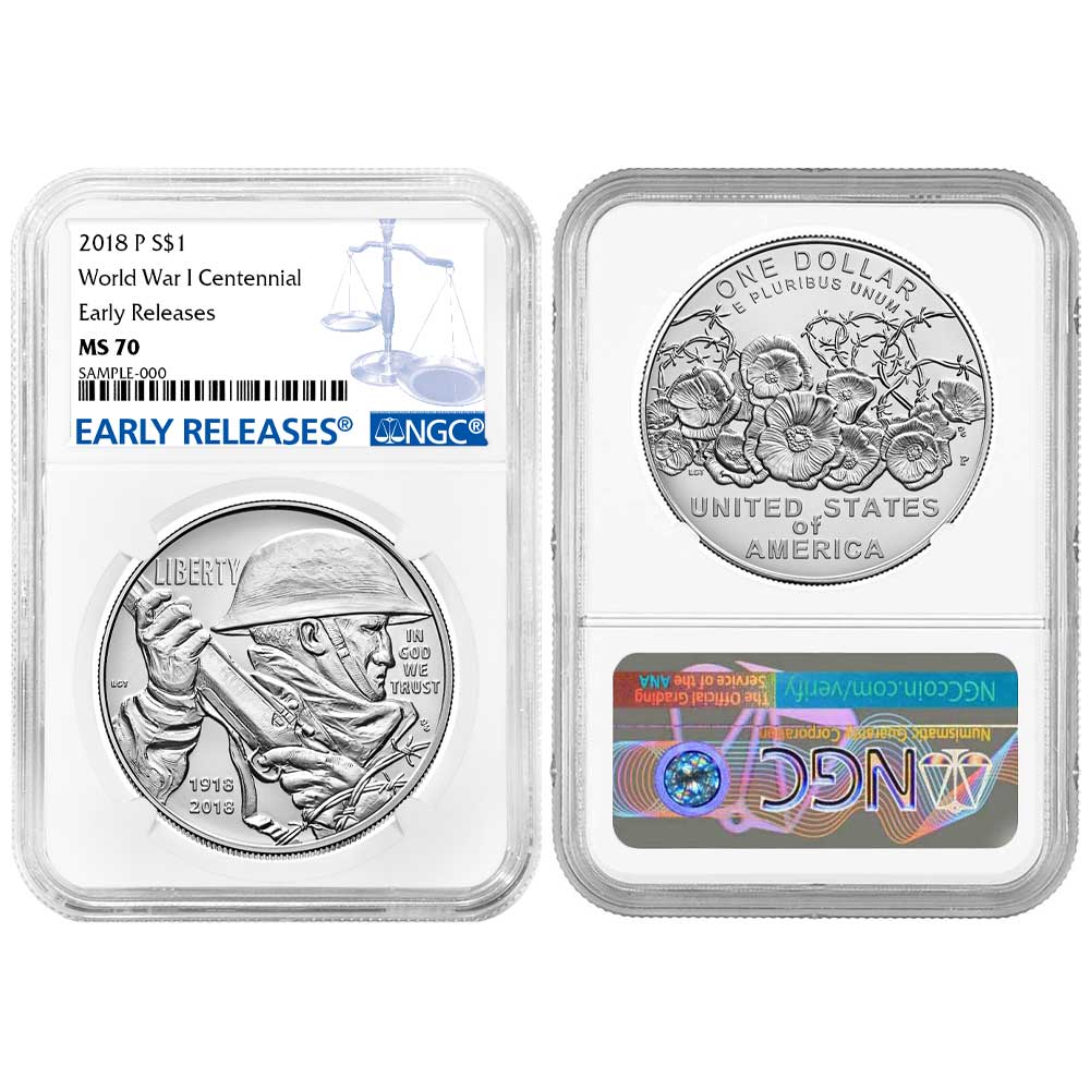 2018-P UNC $1 WWI Centennial Silver Dollar - Pinehurst Coins