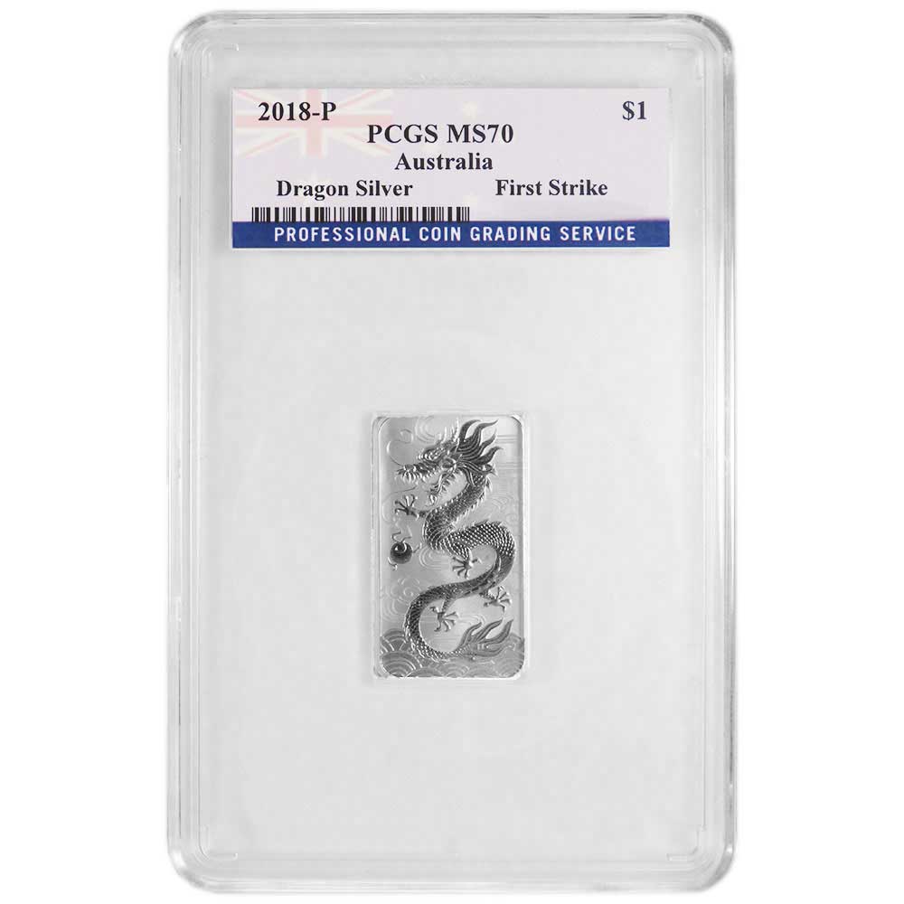 2018 $1 Silver Australian Dragon PCGS MS70 First Strike