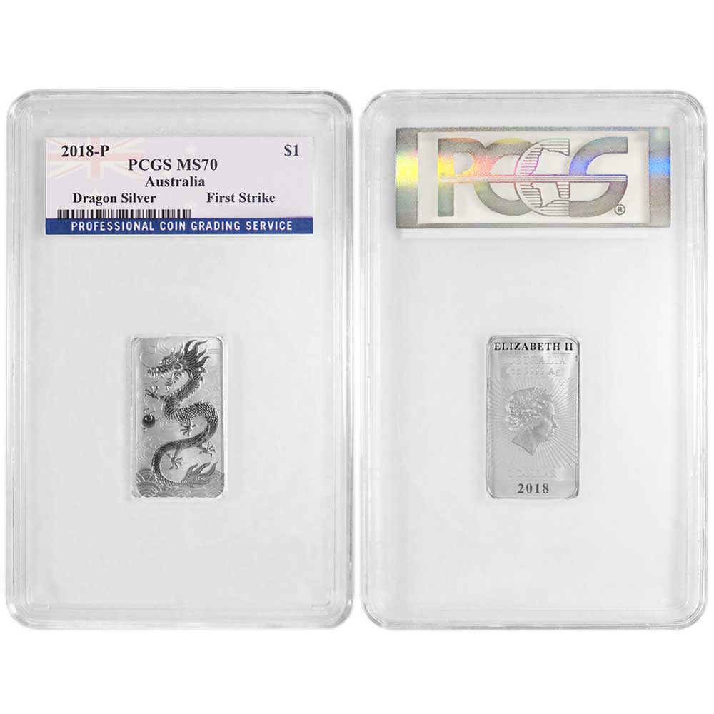 2018 $1 Silver Australian Dragon PCGS MS70 First Strike