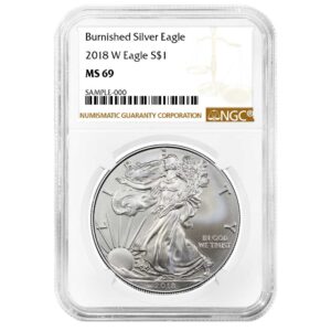 2018-W Burnished $1 American Silver Eagle NGC MS69 Brown Label