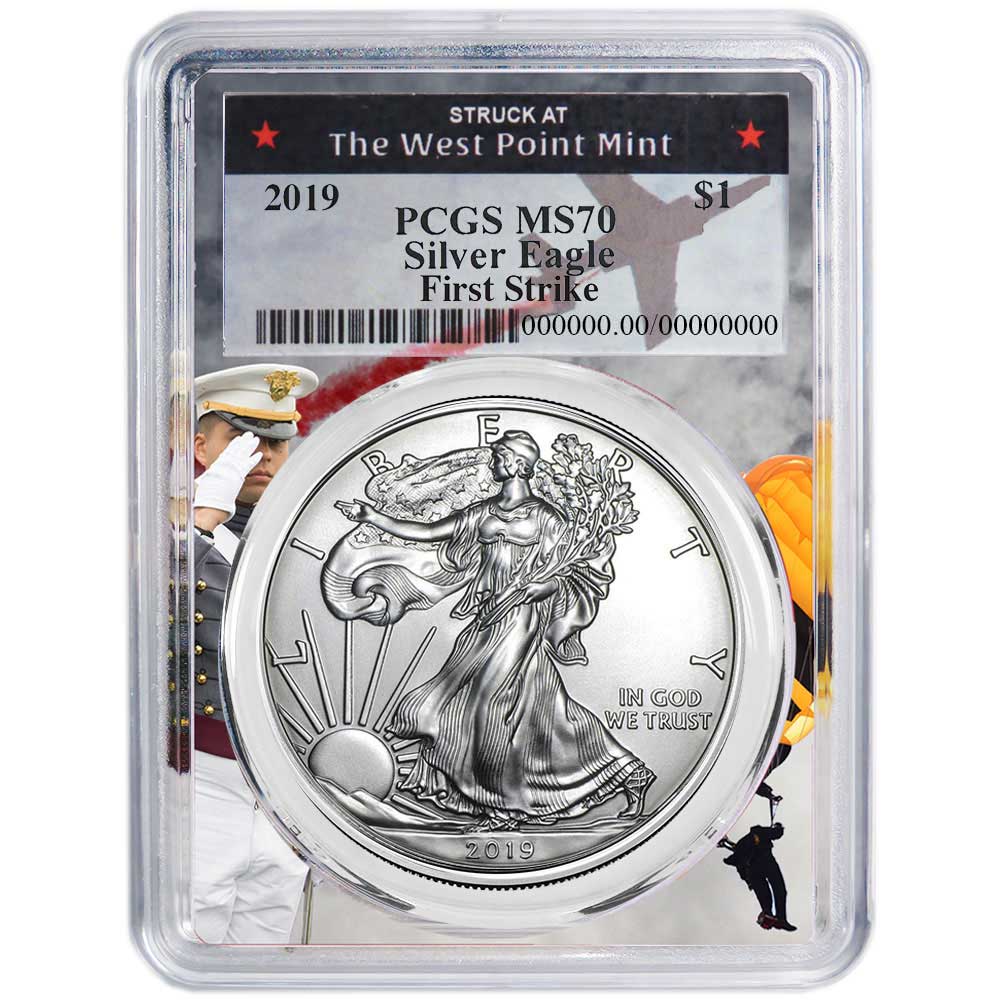 2019 $1 American Silver Eagle PCGS MS70 FS West Point Frame