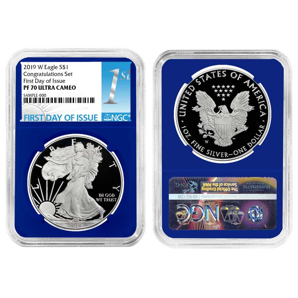 2019-W Proof $1 American Silver Eagle Congratulations Set NGC