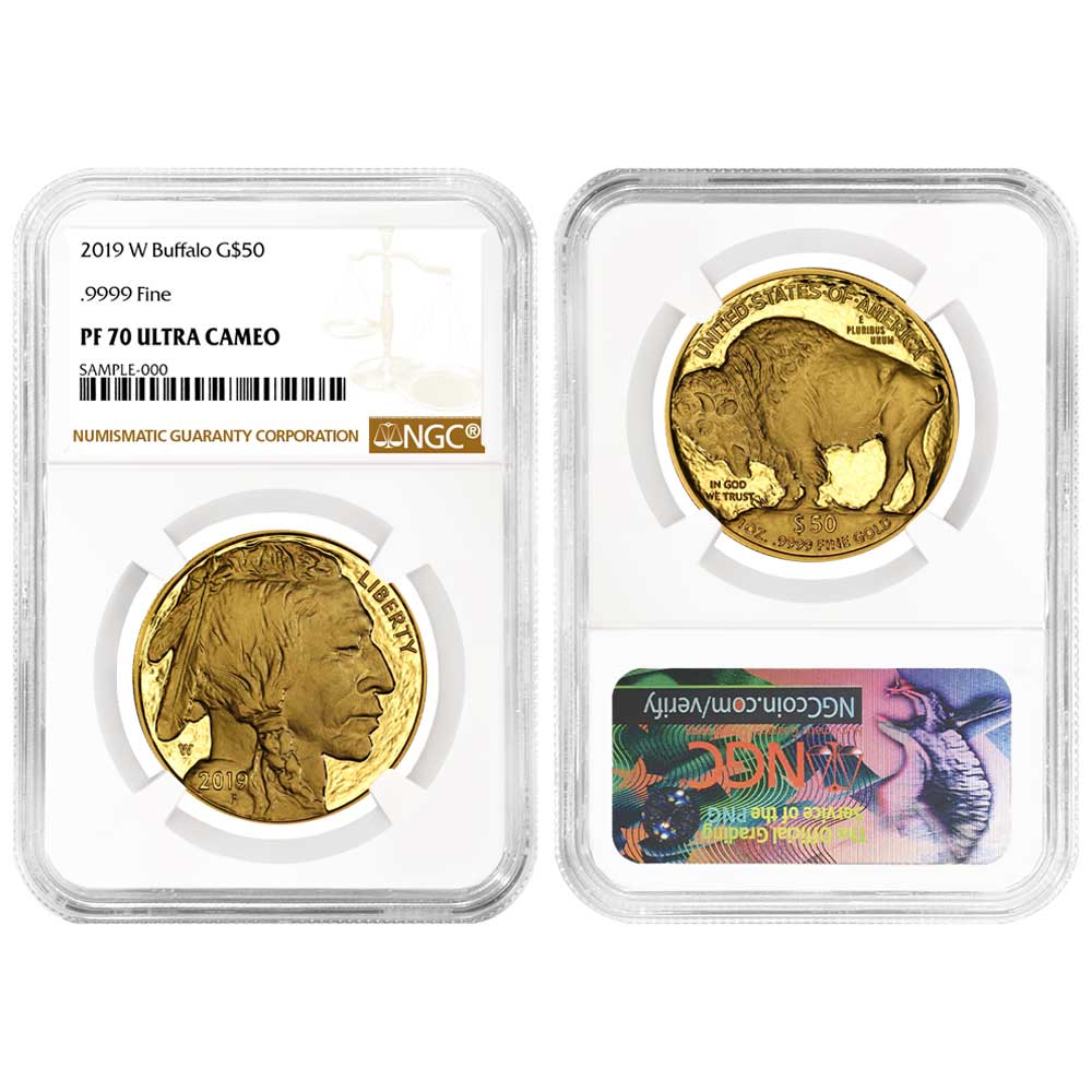 2019-W Proof $50 Gold Buffalo Coin - NGC PF70UC Brown Label