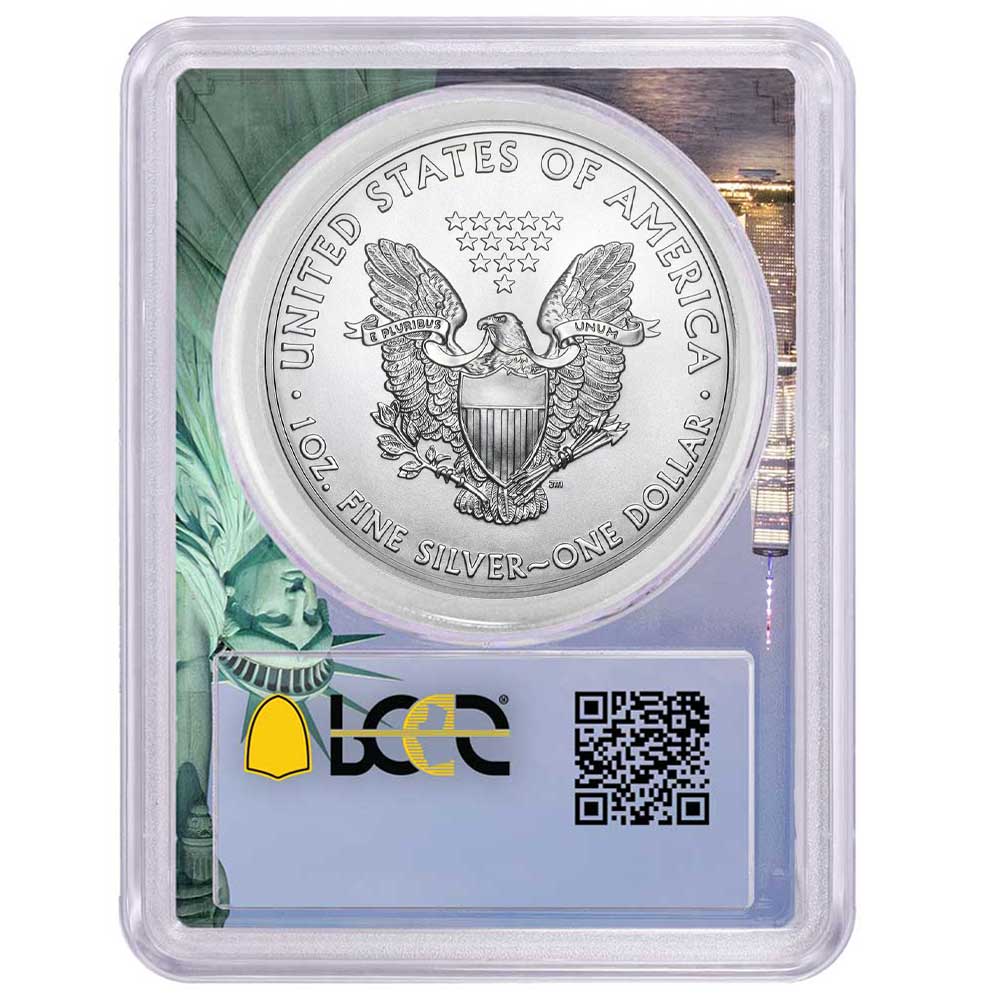 2019 $1 American Silver Eagle PCGS MS70 4th of July, Statue of