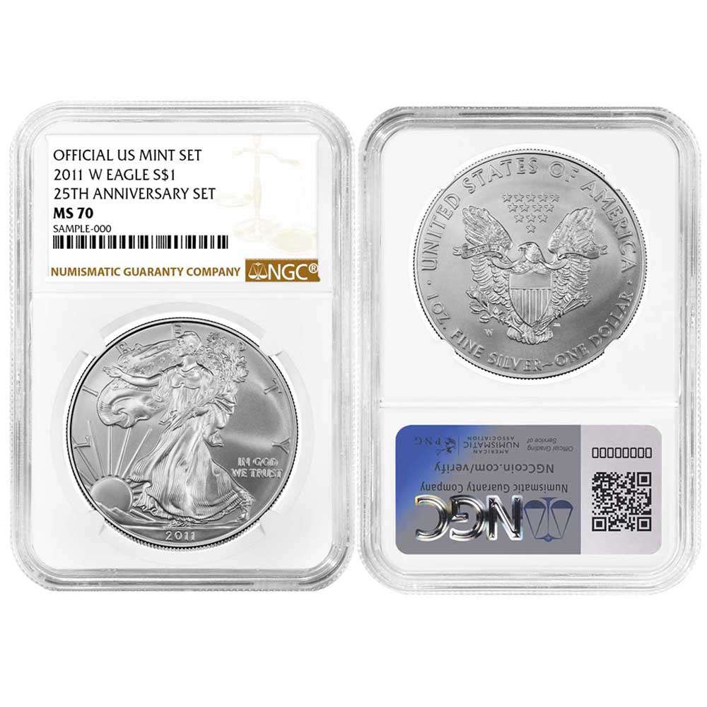 2011-W $1 Burnished American Silver Eagle 25th Anniversary NGC