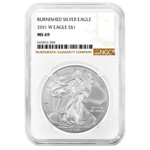 2011-W Burnished $1 American Silver Eagle 25th Anniversary NGC MS69 Brown Label