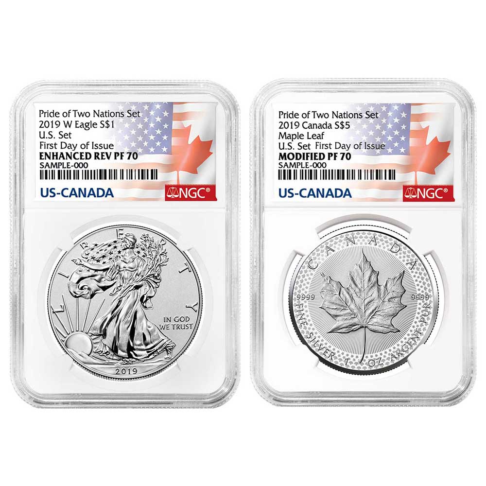 Spirit of a Nation 2018　銀貨セット 2019 Pride of Two Nations 2pc Set U.S. Set NGC PF70 FDI Flags