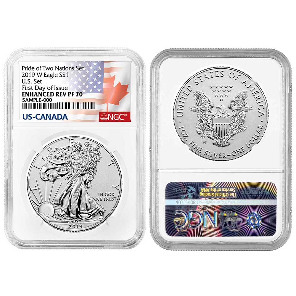 新品】イーグル銀貨 Eagle 2019-W PCGS PR70 FDOI American Eagle PR
