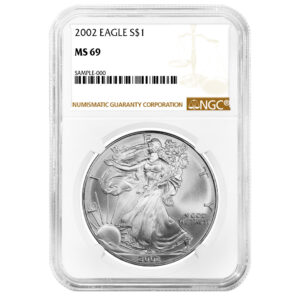 2002 $1 American Silver Eagle NGC MS69 Brown Label