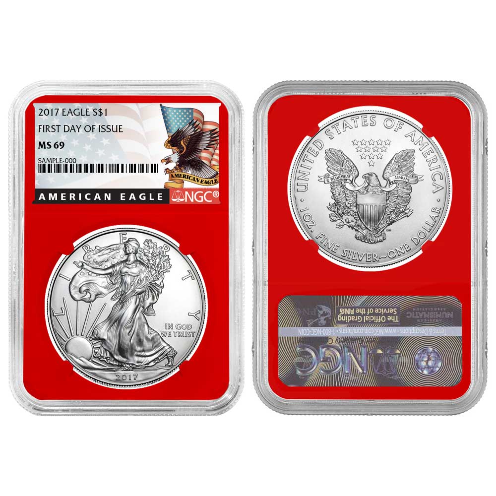 2017 $1 American Silver Eagle NGC MS69 FDI Black Label Red Core