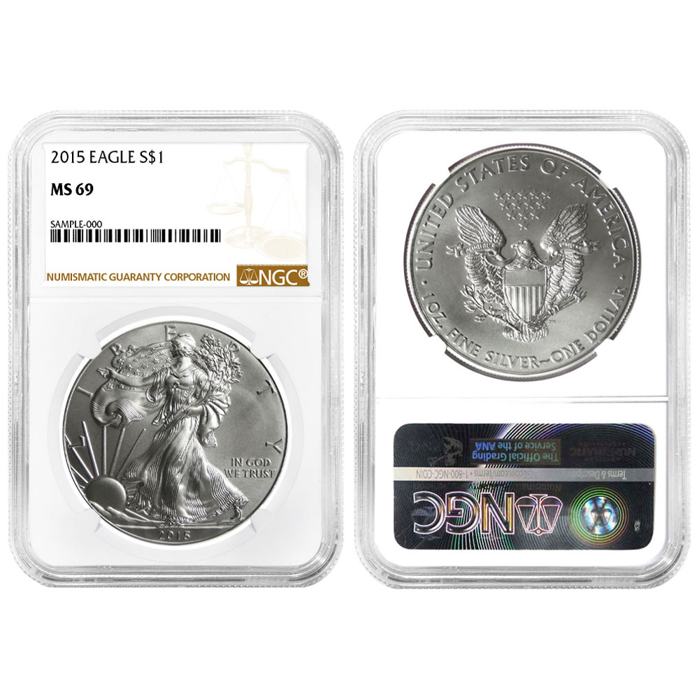 2015 $1 American Silver Eagle NGC MS69 Brown Label - Pinehurst Coins