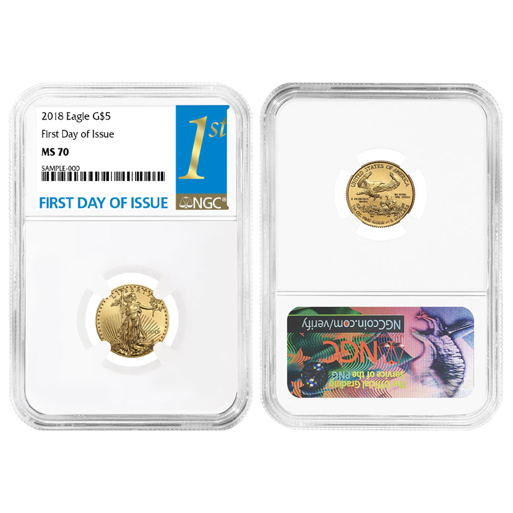 2018 $5 American Gold Eagle 1/10 oz NGC MS70 FDI First Label
