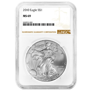 2010 $1 American Silver Eagle NGC MS69 Brown Label
