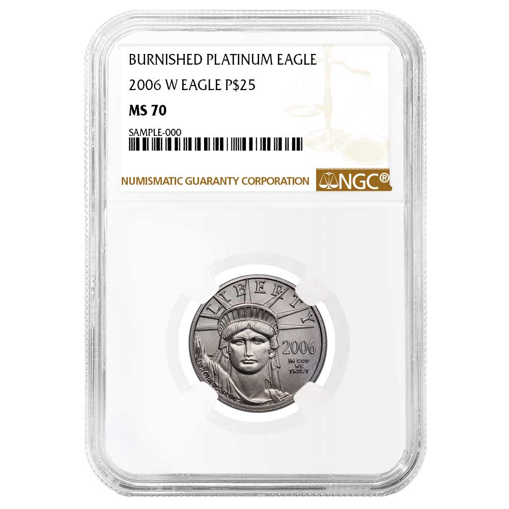 2006-W Burnished $25 American Platinum Eagle 1/4 oz NGC MS70 Brown