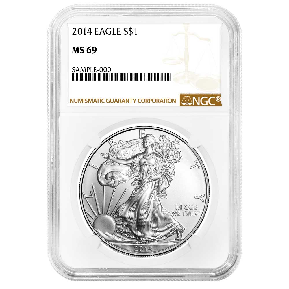 2014 $1 American Silver Eagle NGC MS69 Brown Label - Pinehurst Coins