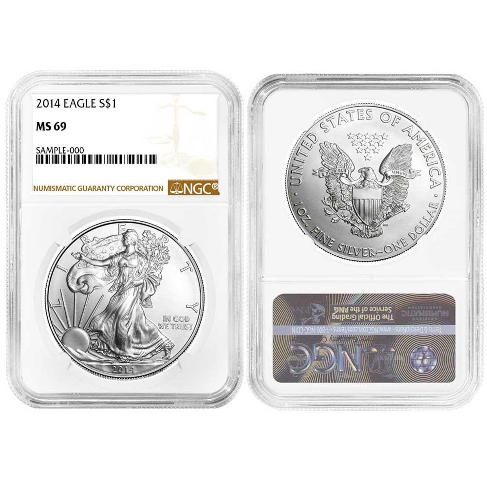 2014 $1 American Silver Eagle NGC MS69 Brown Label - Pinehurst Coins