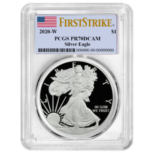 2020-W Proof $1 American Silver Eagle PCGS PR70DCAM First Strike Flag Label