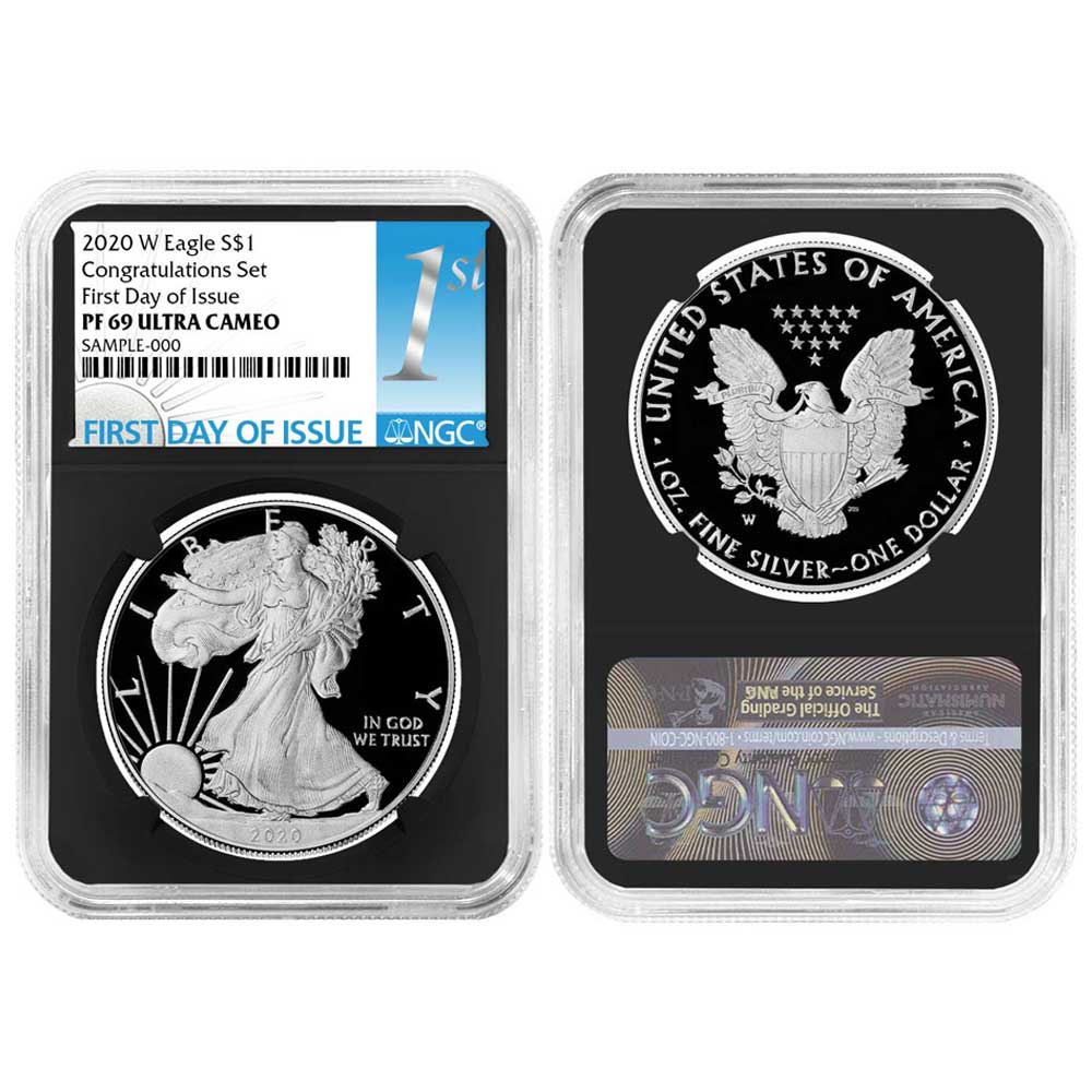 2020-W Proof $1 American Silver Eagle Congratulations Set NGC