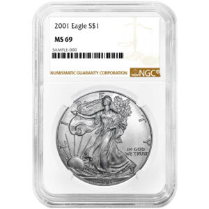 2001 $1 American Silver Eagle NGC MS69 Brown Label
