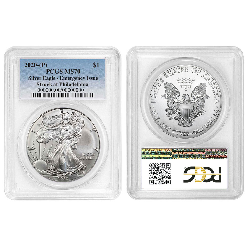 2020 (P) $1 American Silver Eagle PCGS MS70 Emergency Production