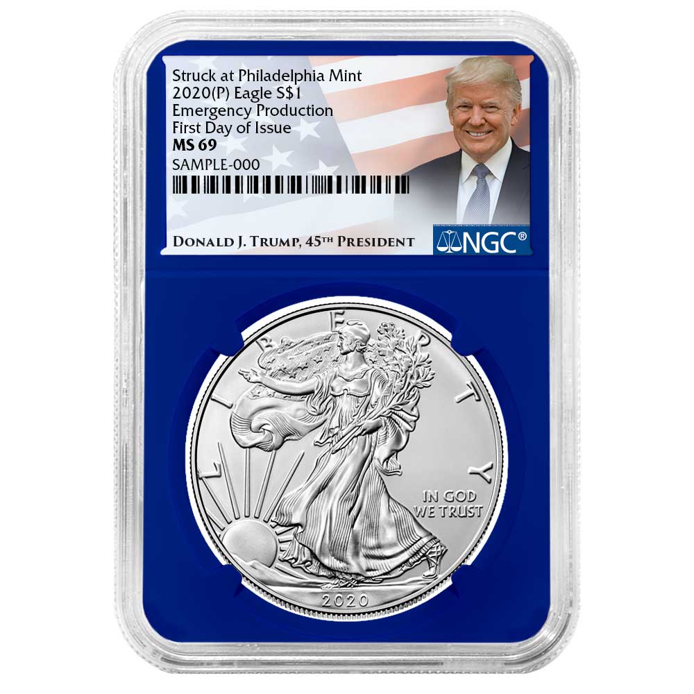 アメリカ2020年 イーグル1ドル銀貨　トランプ絵柄　NGC MS70FDI アメリカ2020年 イーグル1ドル銀貨トランプ絵柄NGC MS70FDI