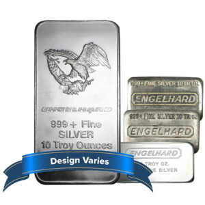 10 Troy oz Engelhard .999 Fine Silver Bar Random Design