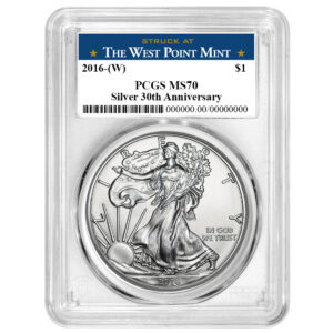 2016 (W) $1 American Silver Eagle PCGS MS70 West Point Label