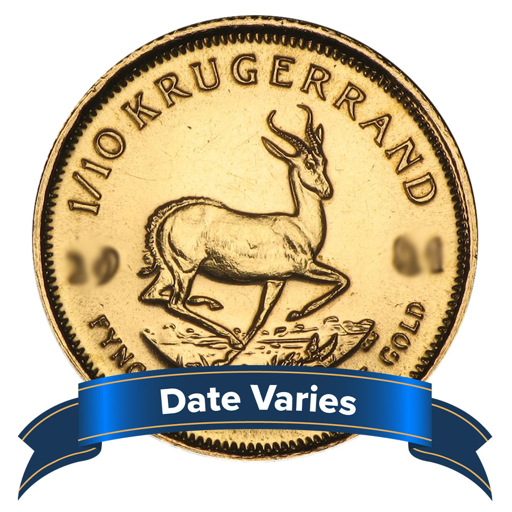 South African Gold Krugerrand 1/10 oz Random Year Uncirculated