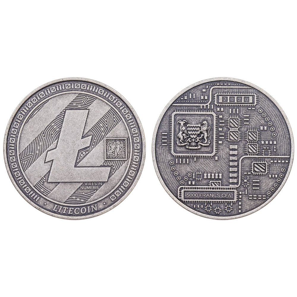 2020 LiteCoin Crypto Currency Antiqued 1 oz Silver Coin BU - Pinehurst Coins