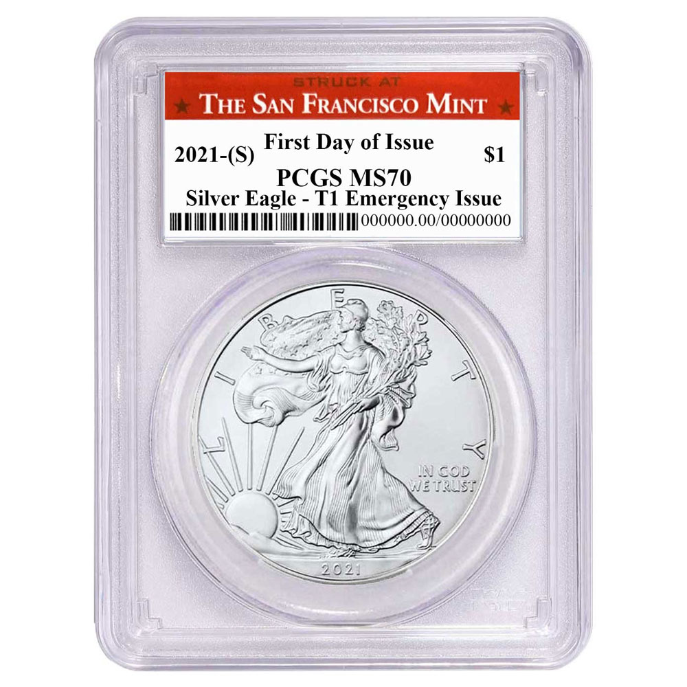 2021 (S) $1 American Silver Eagle PCGS MS70 Emergency Issue FDOI