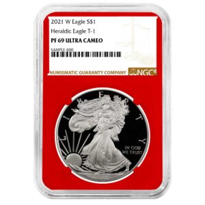 2021-W Proof $1 Type 1 American Silver Eagle NGC PF70UC Brown Label Red Core