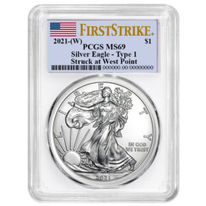 2021 (W) $1 Type 1 American Silver Eagle PCGS MS69 FS Flag Label White Frame
