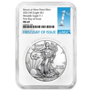 2021 (W) $1 Type 1 American Silver Eagle NGC MS69 FDI First Label