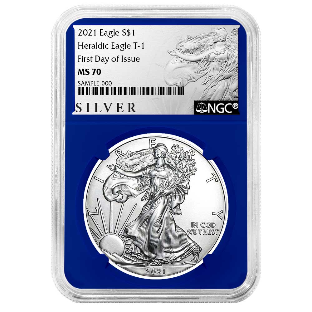 2021 $1 Type 1 American Silver Eagle NGC MS70 FDI ALS Label Blue Core