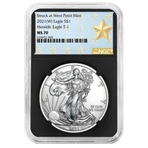 2021 (W) $1 Type 1 American Silver Eagle NGC MS70 West Point Star Label Retro Core