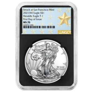 2021 (W) $1 Type 1 American Silver Eagle NGC MS70 FDI West Point Star Label Retro Core