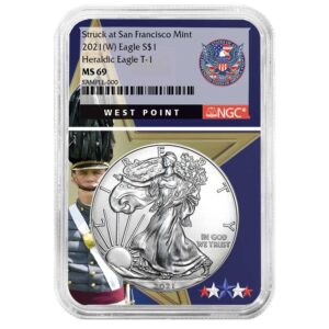 2021 (W) $1 Type 1 American Silver Eagle NGC MS69 West Point Core