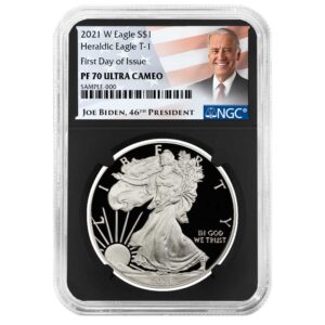 2021-W Proof $1 Type 1 American Silver Eagle NGC PF70UC FDI Biden Label Retro Core